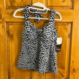 NWT Magicsuit by Miraclesuit grey leopard tankini size 14